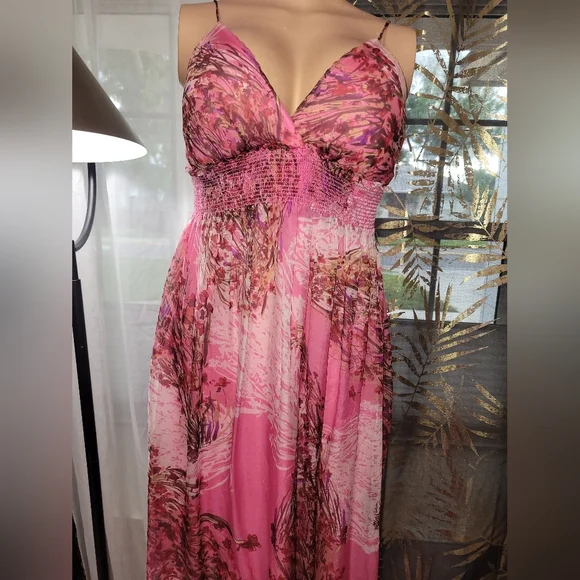Elegant Pink Floral Maxi Dress Size # S - Picture 14 of 14